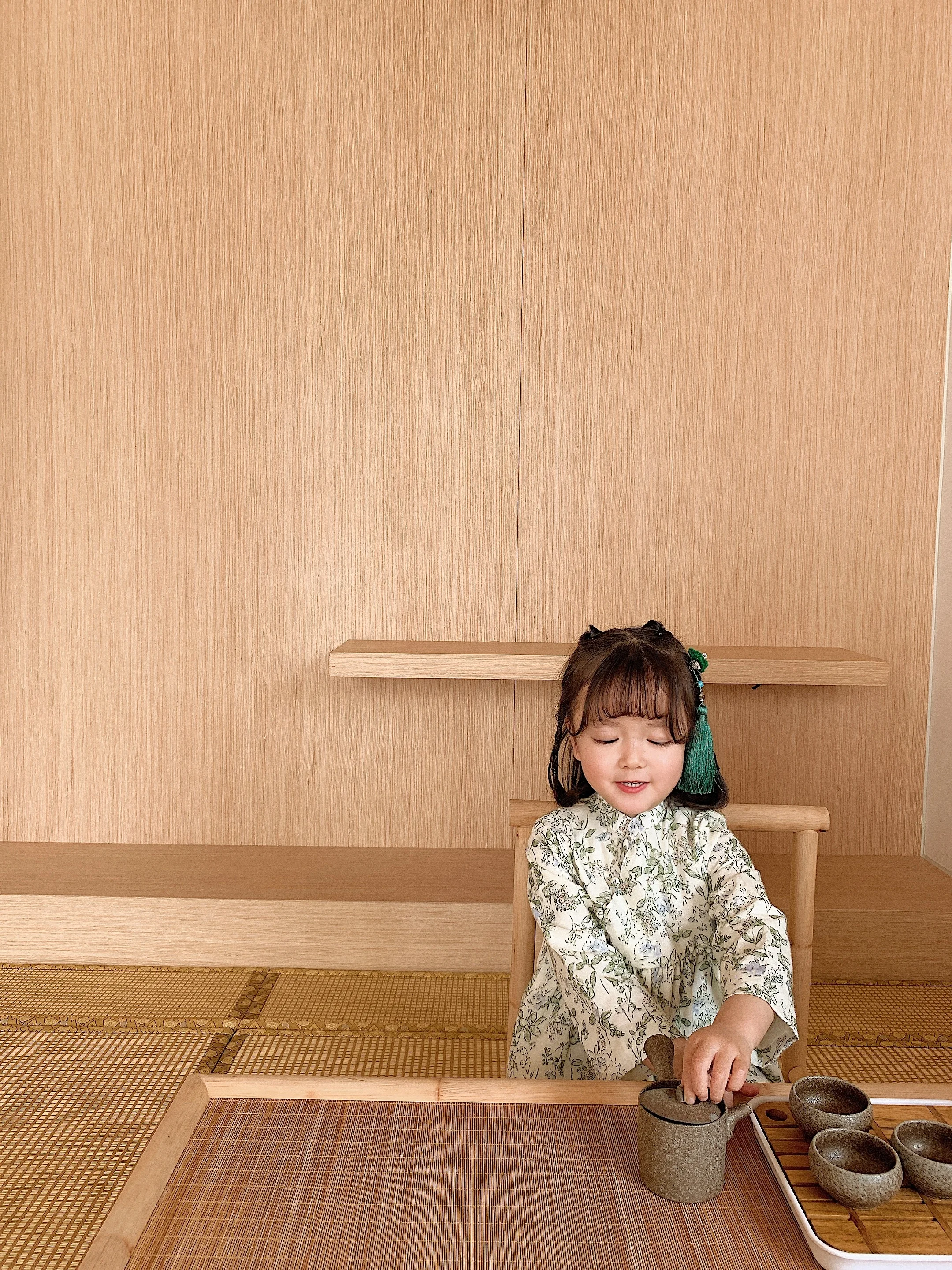 custom  Kids girls Chinese style dress girls clothes cotton sweet floral dress