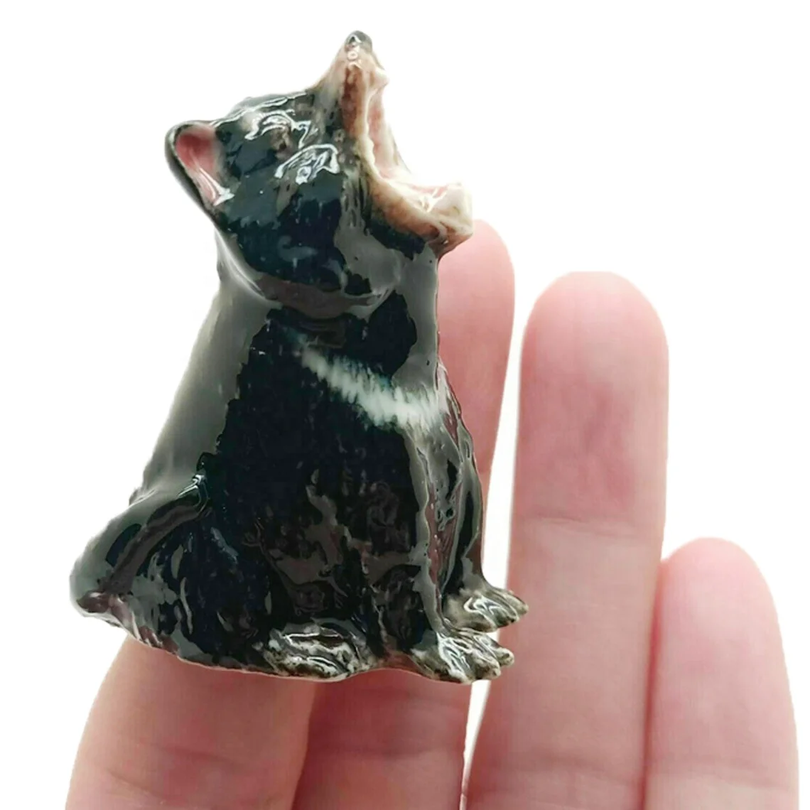 Custom whimsical tailors sewing accessories ceramic facial animal figure thimble porcelain tasmanian devil finger sewing thimble