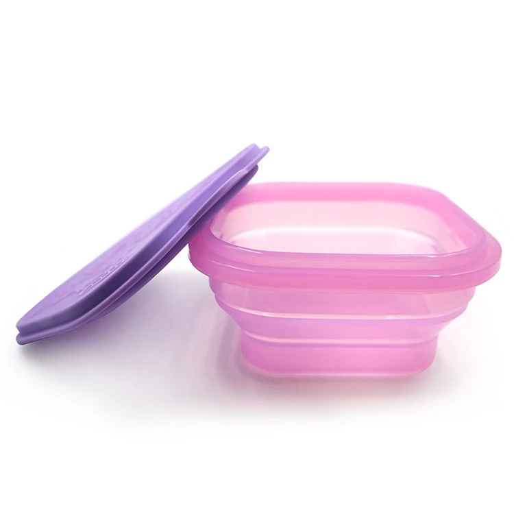 Silicone gel lunch box outdoor crisper food box folding microwave heated silicone gel bento box