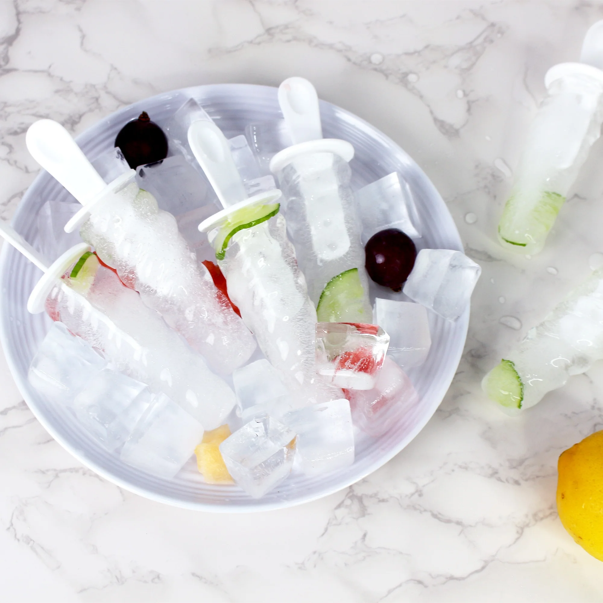 6 Pieces Silicone Ice Pop Molds BPA Free Reusable Easy Release Ice Popsicle Maker with Popsicle Sticks