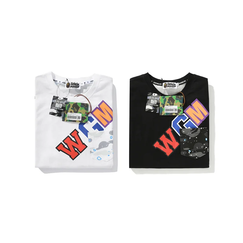 2023 High Quality New Style Fashion Wear  Shark Head Star Splicing T-shirt For Men  And Women With Asian Size