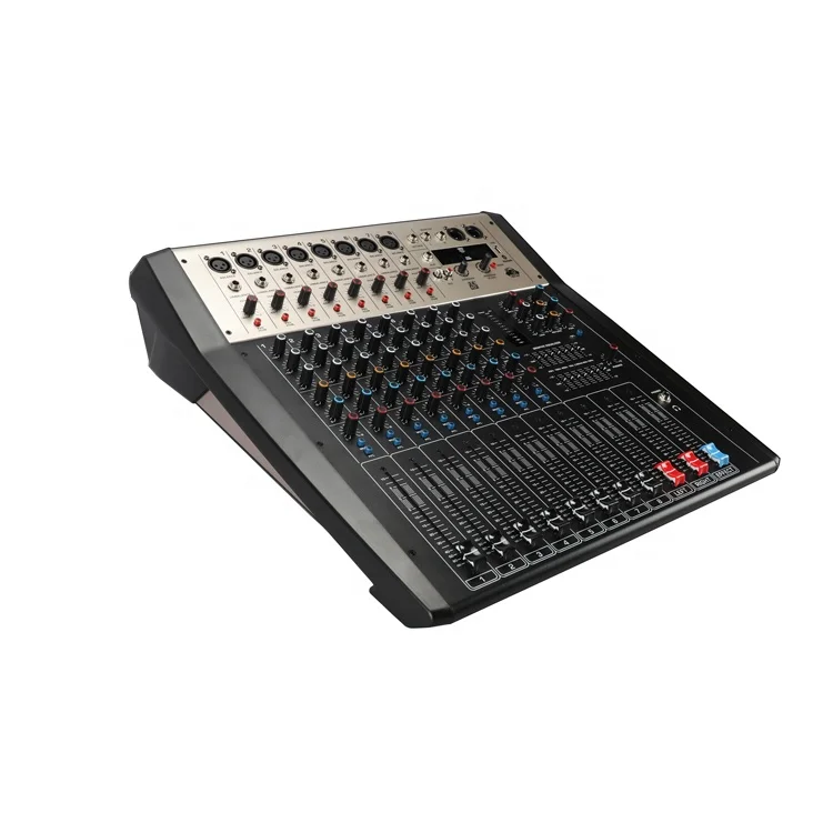 LV series High quality 2 x 350w 6/8 ch mixer with amplifier  audio powered mixer