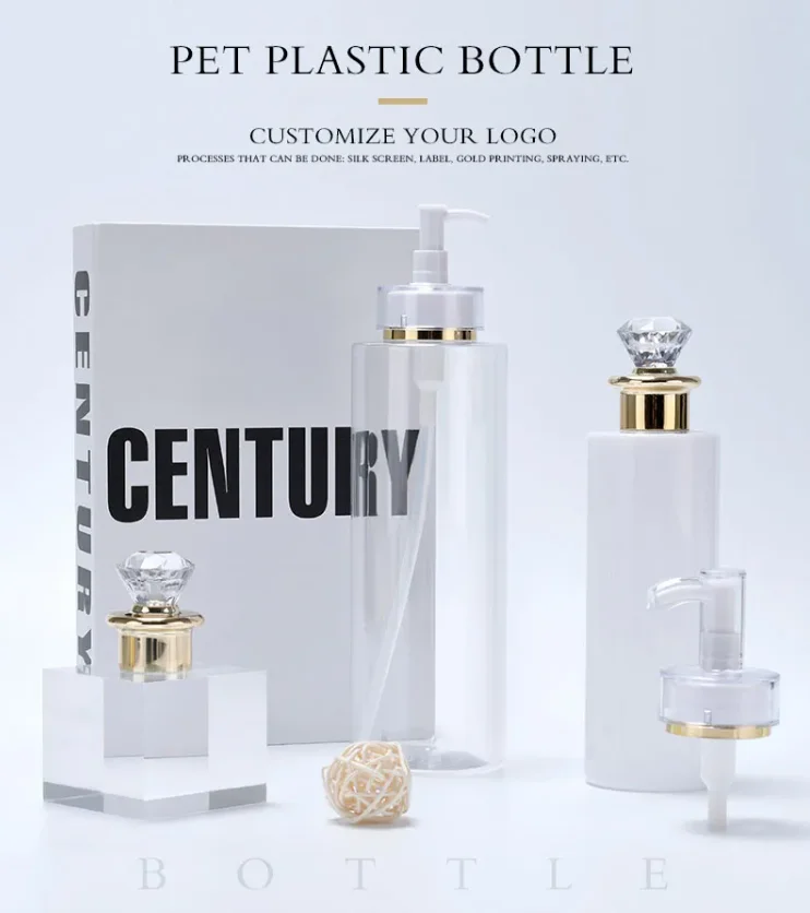 100ml~500ml Toner makeup water pure dew skin care serum lotion bath gel plastic sub-packaging bottle with Gold Cover