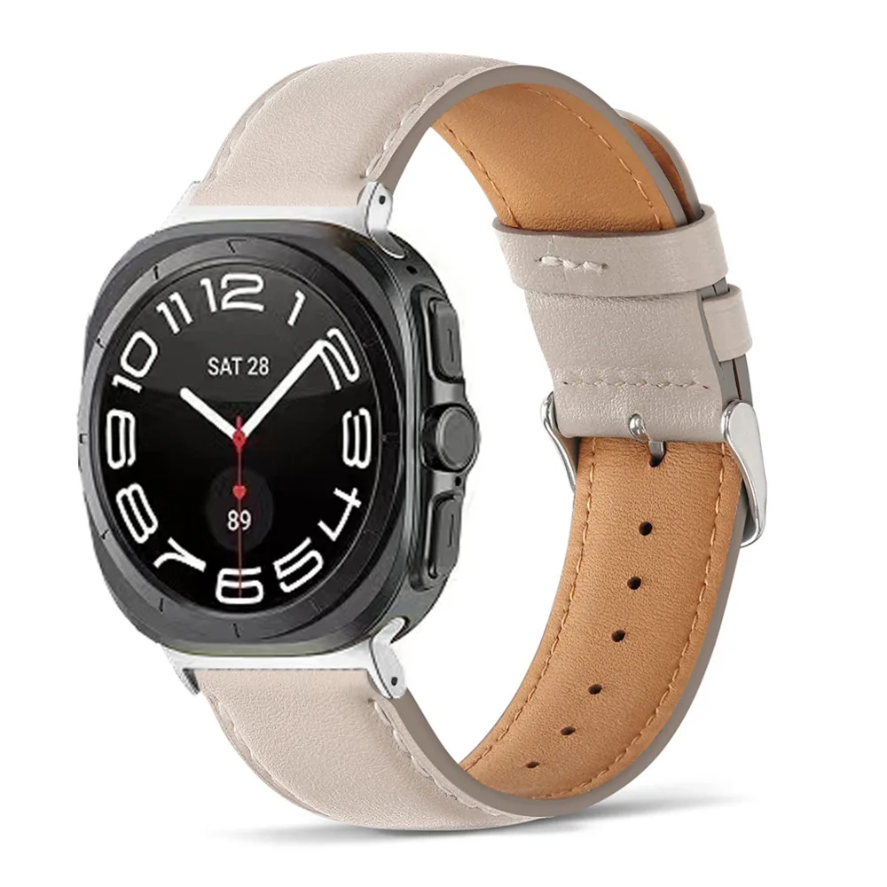 47mm High Quality Genuine Leather Strap For Samsung Galaxy Watch 7 Ultra Leather Smart Watch Band