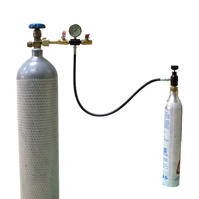 Dual Valve Paintball Co2 Soda Cylinder Connect Big Co2 Tank Refill Station Filling Gas High Pressure Tube Hose