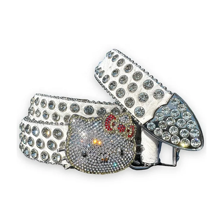 Custom Cartoon Logo Belt Buckle Creative Designer Brand Name Private Metal Buckle with Diamond