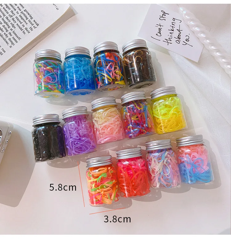 2022 new Japan and Korea macaron color high elastic disposable rubber band boxed gradient color hair ring head rope