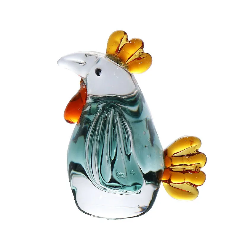 Wholesale solid color glass glass chicken animal figurines for home decoration