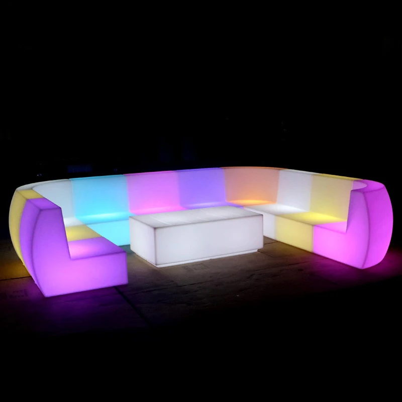 Color Changing Illuminated Modern Outdoor Plastic RGB Glow LED Light Sofa for Commercial Furniture
