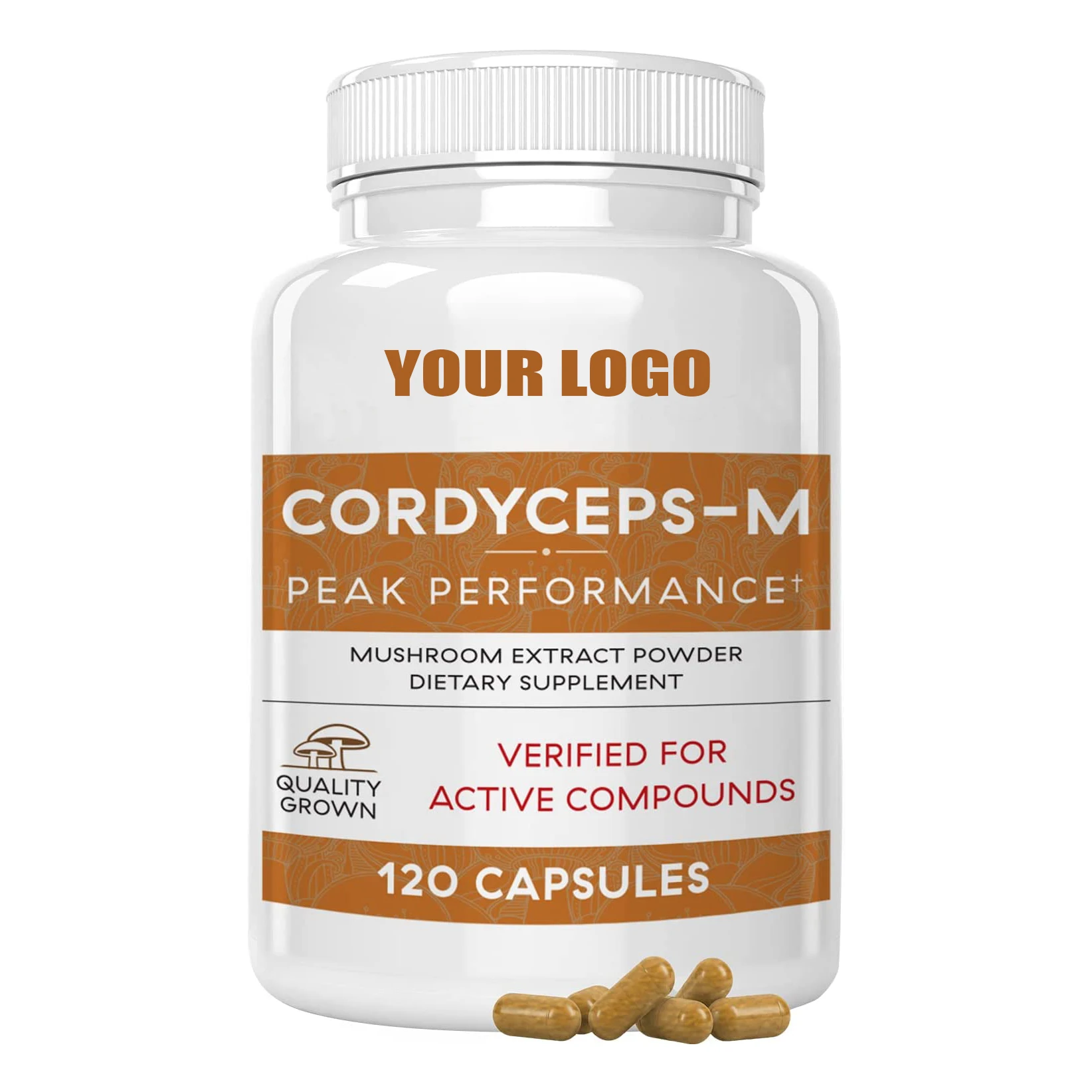 Non-GMO Cordyceps Performance Mushroom Extract Powder Supplement capsules Improve Energy and Endurance