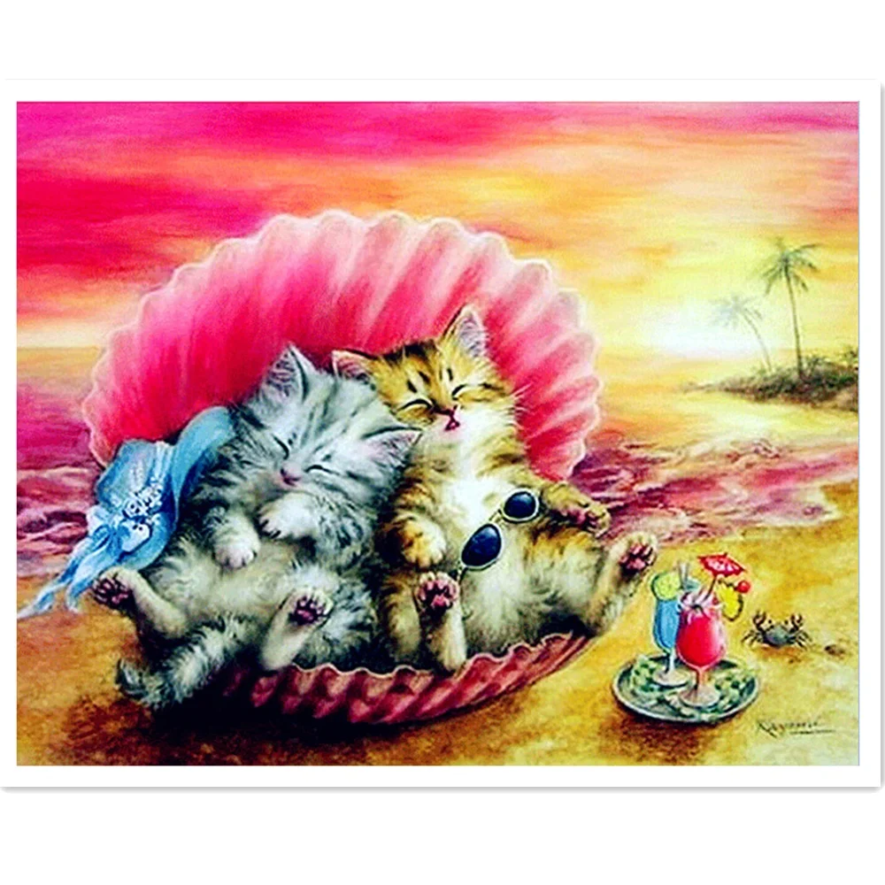 
Simple Art Paintings Cats Shell Diamond Painting 40x50 CM Custom Size DIY Cross Stitch Kit For Kids Enlightenment Education 
