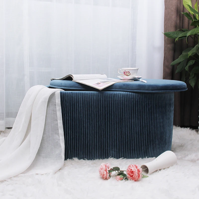Роскошный высококачественный современный бархатный оттоманский ящик для хранения в спальне