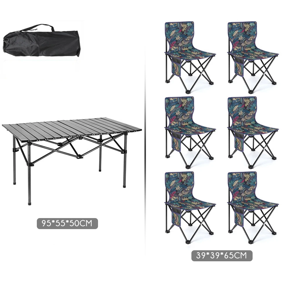 Outdoor Furniture Sets Portable Carbon Steel Foldable Dining BBQ Chairs Camping Folding Table And Chairs Set