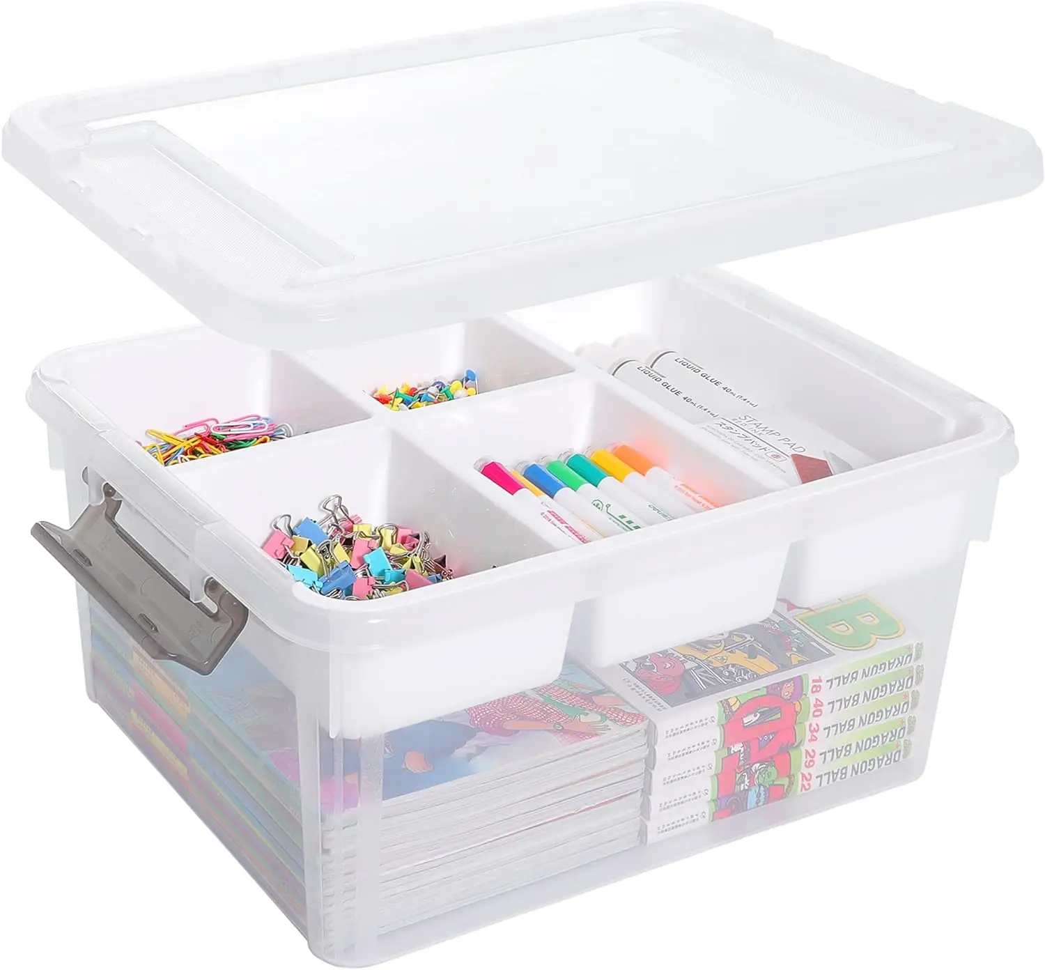 COPP02 Plastic Storage Box with Removable Tray Craft Organizers Clear compartment storage box for Bead, Tool, Sewing, Playdoh