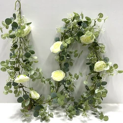 Wholesale Garlands Bunch  eucalyptus Floral Wall Artificial Flowers Backdrop For Wedding Home Backdrop Decor