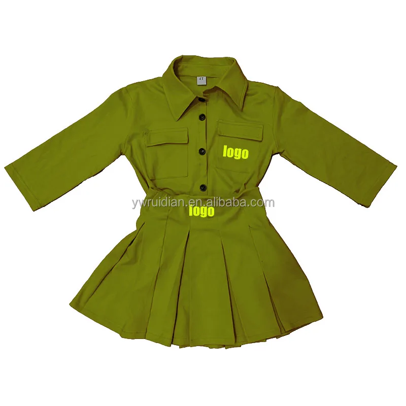 Осенняя рубашка с длинным рукавом для девочек, комплект из 2 предметов, юбка из хлопка, оптовая продажа, фирменный комплект из двух предметов для девочек, детская одежда