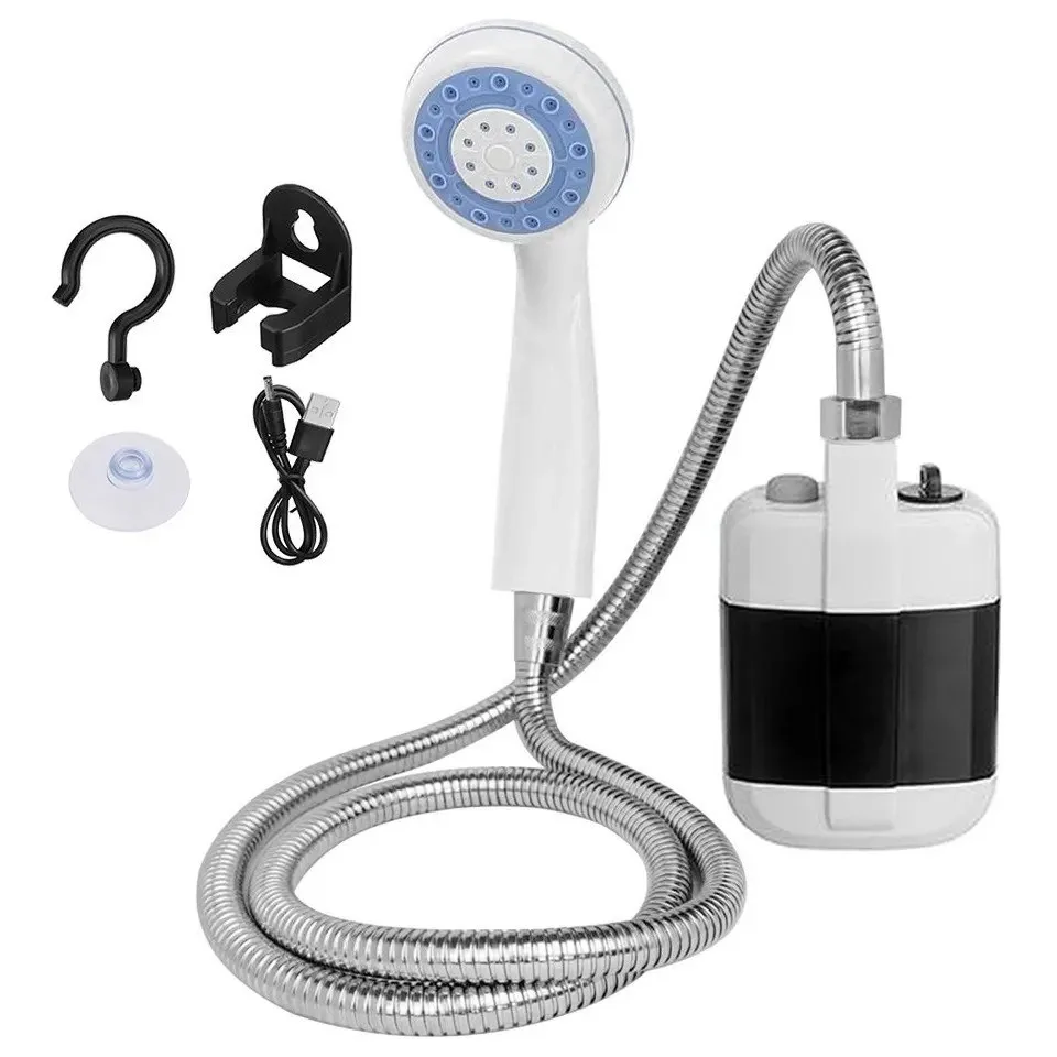 USB Rechargeable Camping Shower Outdoor Portable Shower Bathing Pump for Beach Swimming Traveling Hiking Car Washing
