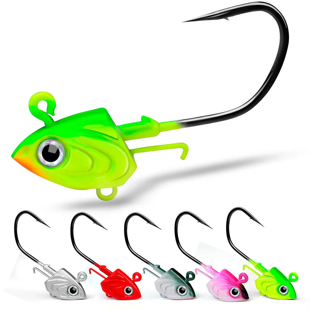 TOPIND 5 colors 30/35/45g Crank Hooks Jig Head Hooks for Soft Fishing Lures