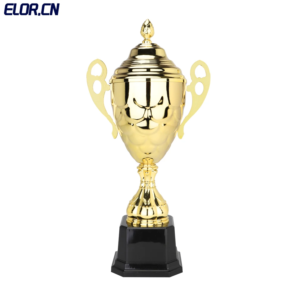 Elor Custom Made Good Quality Sports Metal Golden Award Trophies With Custom Nameplates For Ball Sports Games Competition