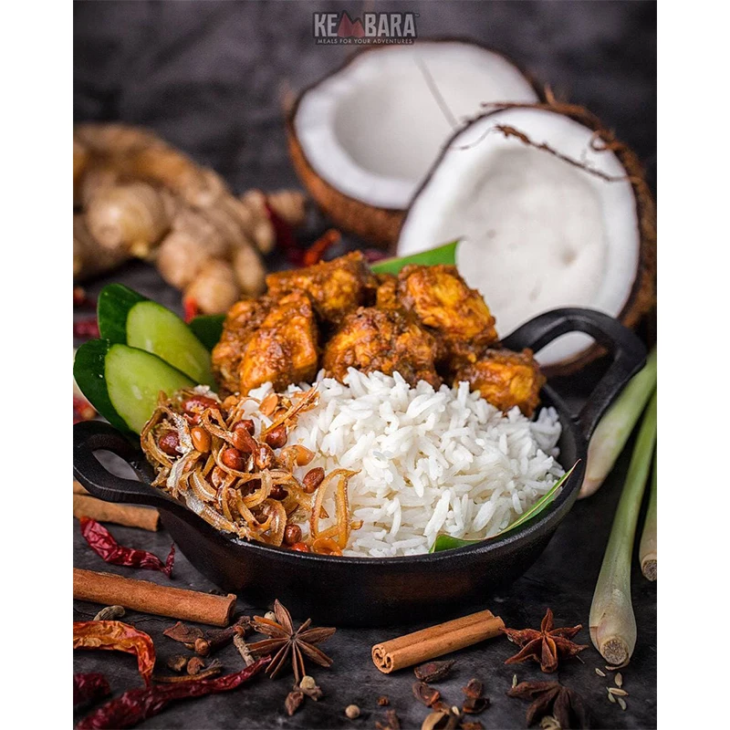 Delicious Authentic Arabic Nasi Lemak With Chicken Rendang Instant Rice No Preservative Comes with Cutlery set Includes Anchovy