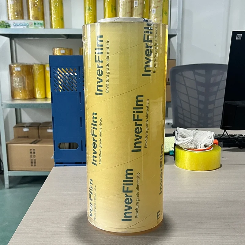 Microwave-safe PVC Stretch Cling Film for Food Packaging Pvc Plastic Food Wrap 11 Mic 2500m Jumbo Roll
