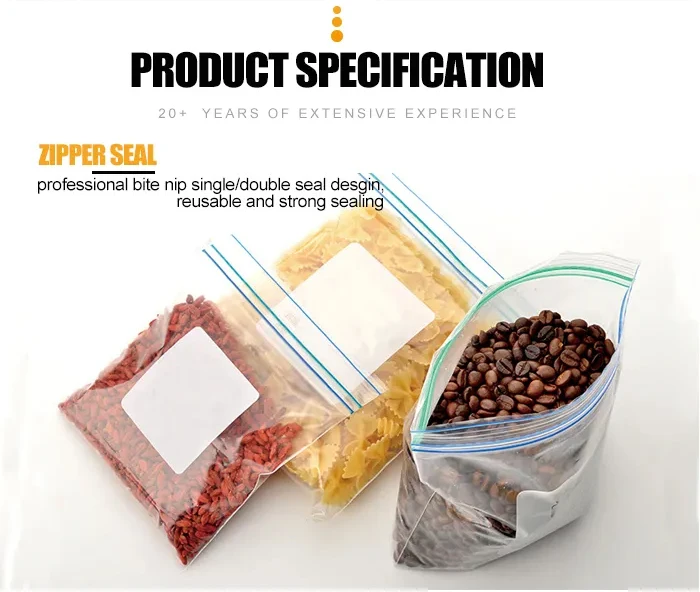 Ready to ship high quality sealing strip personalized repeated use biodegradable high quality polyethylene lucency zip lock bags