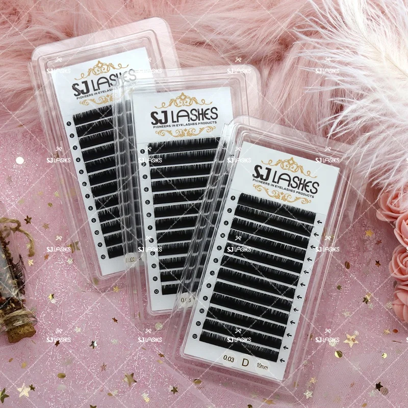 Easy Fanning Auto Fanned Super Light Cashmere Mink Eyelash Extensions Volume Fans Custom Logo 3D Silk Lashes