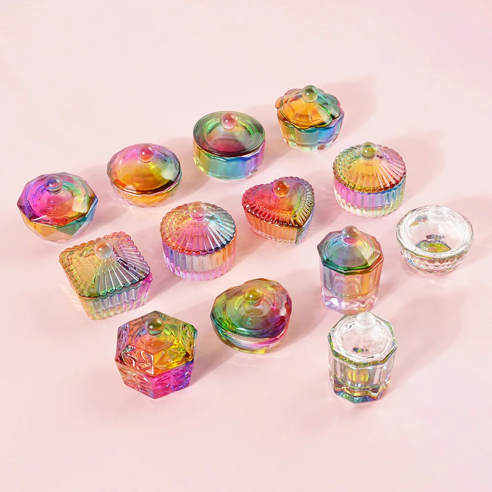 2024 New Design Crystal Glass Crafts Manicure Cup Nail Tools Wash Cup Clear Nail Crystal Liquid Powder Cup