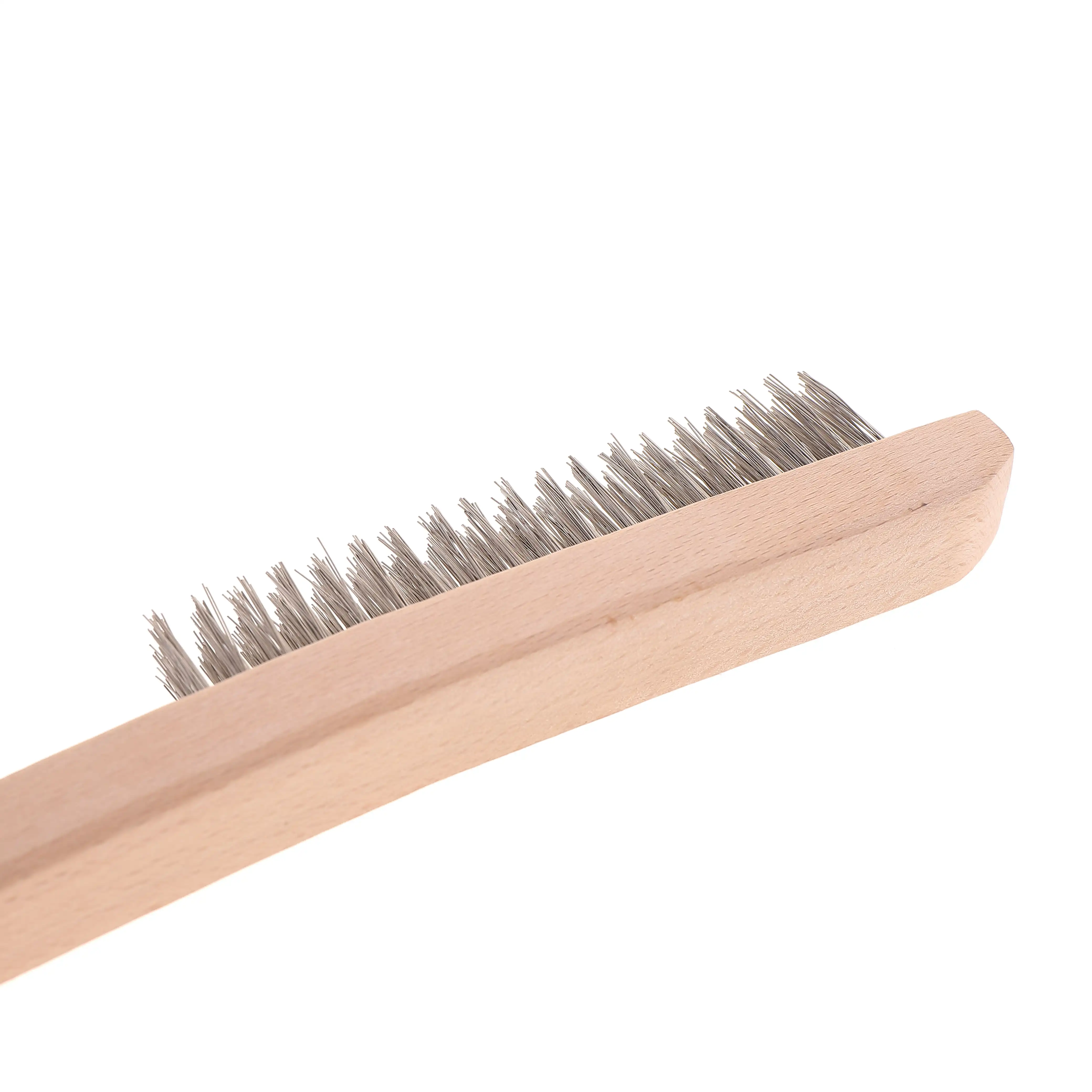 Wooden Handle Gold Steel Wire Brush Nail Head Floor Cleaning Brush Brass