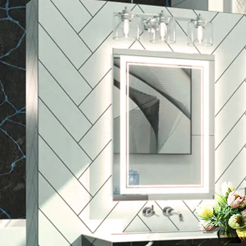 Luxury home decoration wall mirror smart touch screen light dimmer LED mirror bathroom