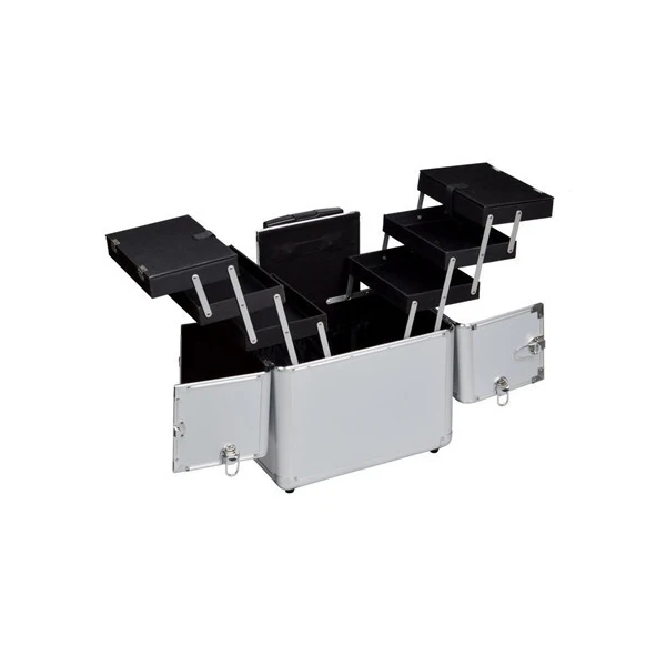 Professional Rolling Makeup Case Cosmetology Case With Wheels 2 Large Drawer Nail Trolley Case Traveling Cosmetic Box