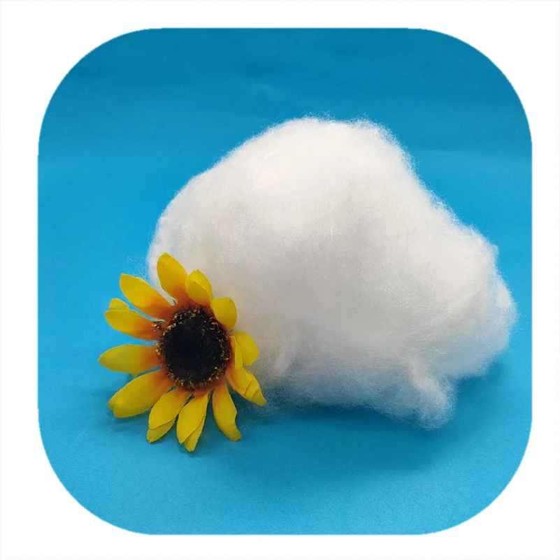 Hot sale good quality PET/PTT  bicomponent White 150mm recycled fiber for stuffing