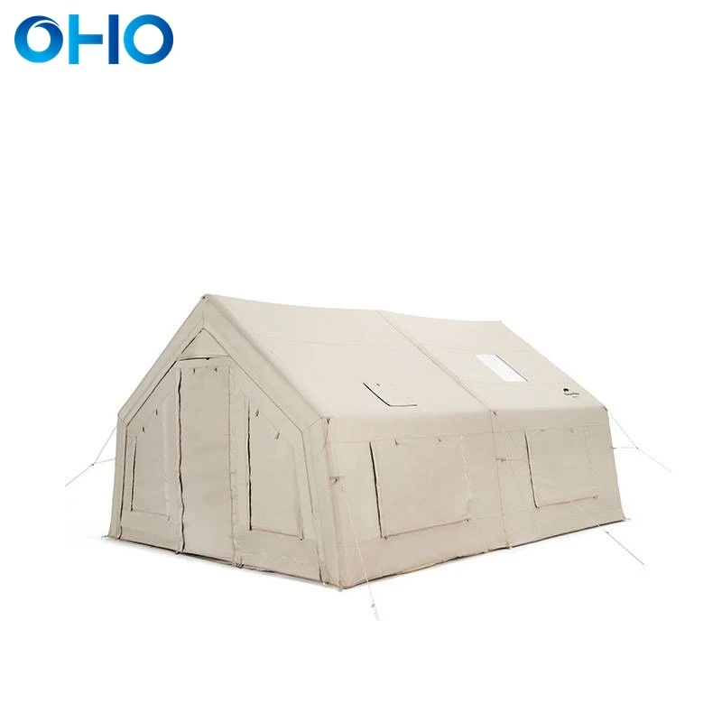OHO Large Size Inflation Camp House Tent Air Tube Outdoor Waterproof Cotton Oxford Camping Tent for 5 to 10 Person
