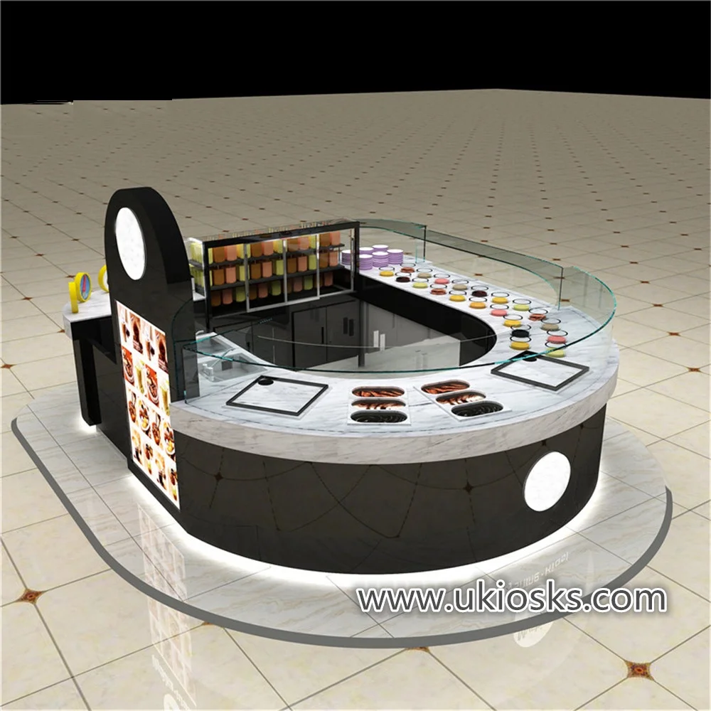 Круглый киоск для закусок черный торгового центра витрина продуктов высококачественный