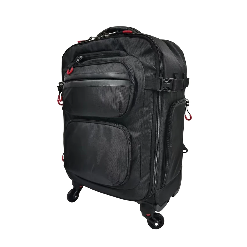 Black hidden shoulder strap Travel Bags Softside Roller Lightweight Luggage bag for Women Men