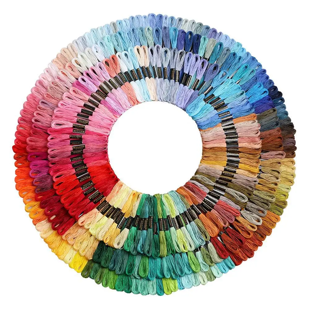 Silk Woven Jewelry Threads DIY Embroidered Thread 447 Skeins Embroidery Floss Cross Stitch Thread with Needles
