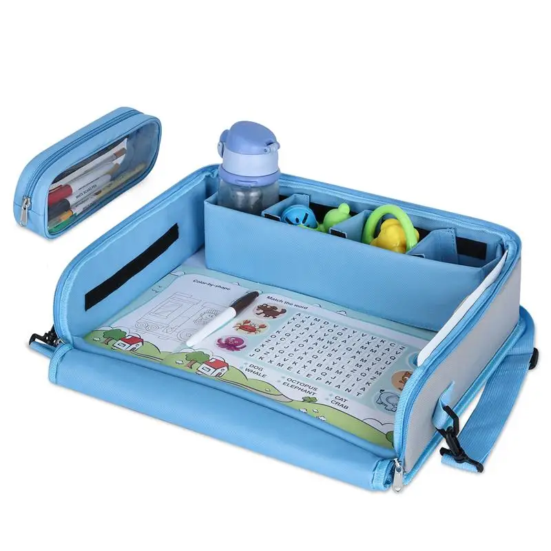 Factory custom foldable car seat travel tray organizer for kids