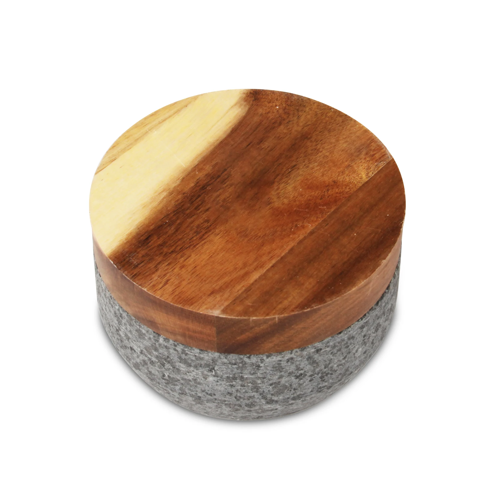 Cheap Wholesale Round White Grinding Herbs Spice Kitchen Natural Stone Granite Mortar and Pestle With Wood Base