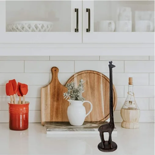 Hot Sale Animal Paper Holder Giraffe Cast Iron Animal Paper Towel Holder Bath Tissue Toilet Roll Jewelry Organizer Free-Standing