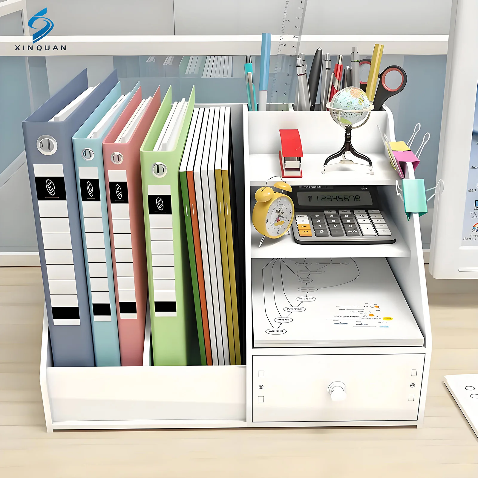 Custom Acrylic Pen Holder, File Document Organizer for Workspace Office, Desk Organizer Acrylic Drawer Organizer