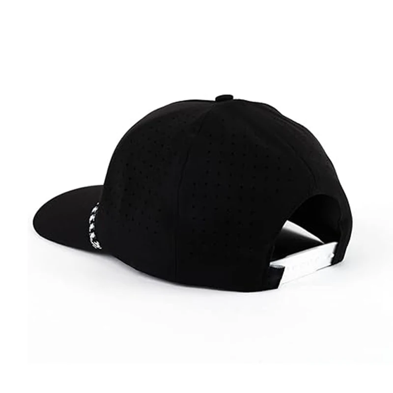 Oem Custom 5 Panel Rubber Patch PVC Logo Baseball Cap,Laser Cut Hole Perforated Golf Hat,Waterproof Surf Sport Rope Dad Gorras