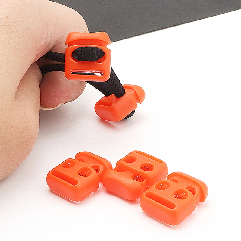 Fashion Metal Elastic 2 Hole Spring Cord Toggle Cord Lock Hardware Drawstring Rope  Garment Accessories