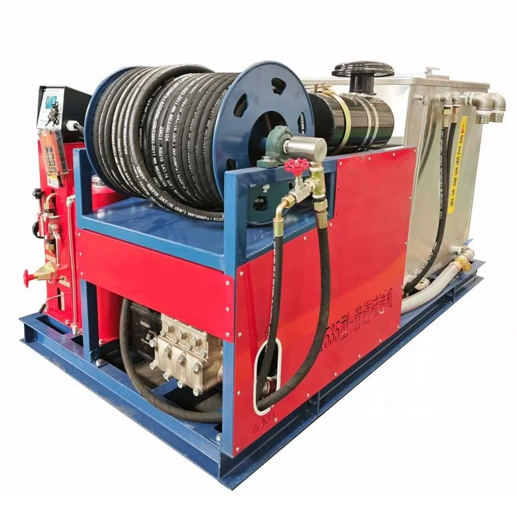 Chemical plant heat exchanger ultra high pressure water gun cleaning electrical drive hydro excavating cleaning machine