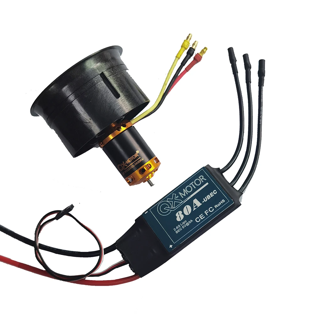 QX MOTOR 64mm EDF 2822 Motor Brushless 6s Duct Fan Composite Material Housing 12 Blade For RC Airplane Drone Parts