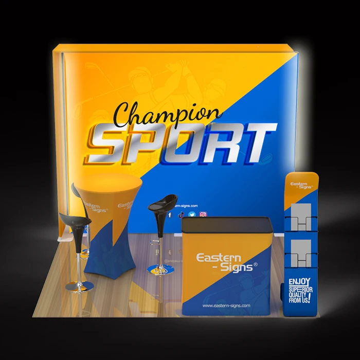 custom 10*10ft exhibition booth with LED light box stand