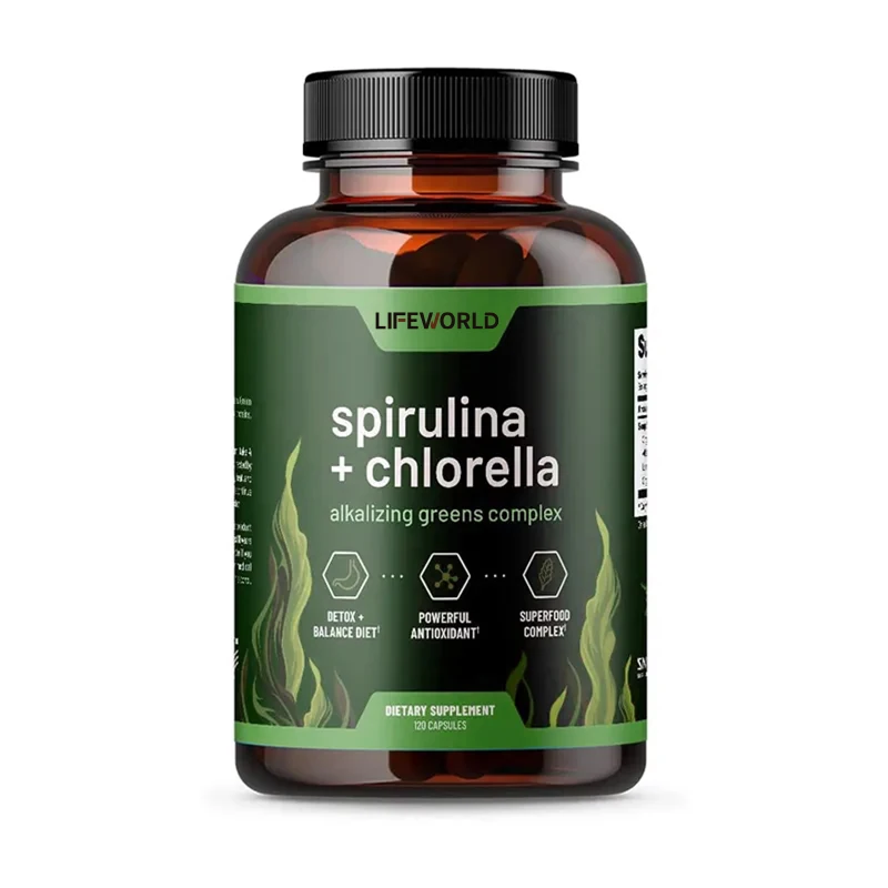 Lifeworld nature source spirulina powder tablets 500mg chlorella alga spirulina capsule