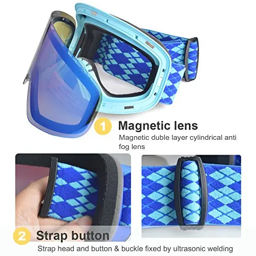 Snowledge interchangeable magnetic lens anti fog 100% uv protection youth wholesale snowboard snow ski goggles glasses