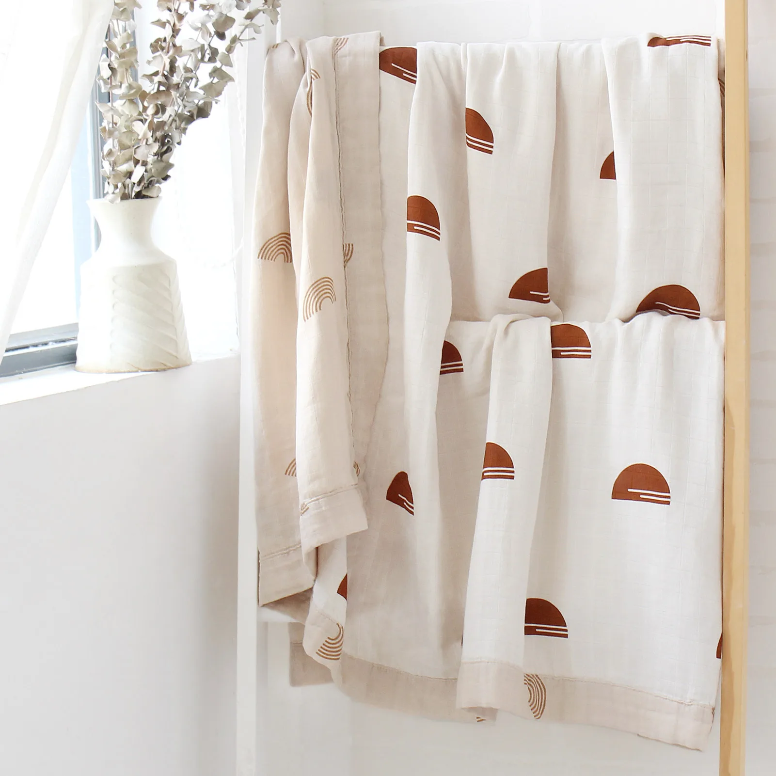 Wholesale china factory price organic bamboo baby 4 layer muslin blanket with trim