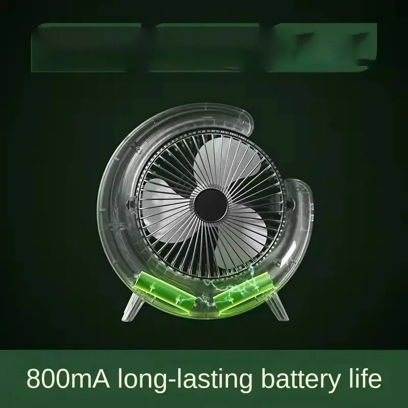 Color changing led light fan mini usb charge table fan timing portable desktop cycle fan