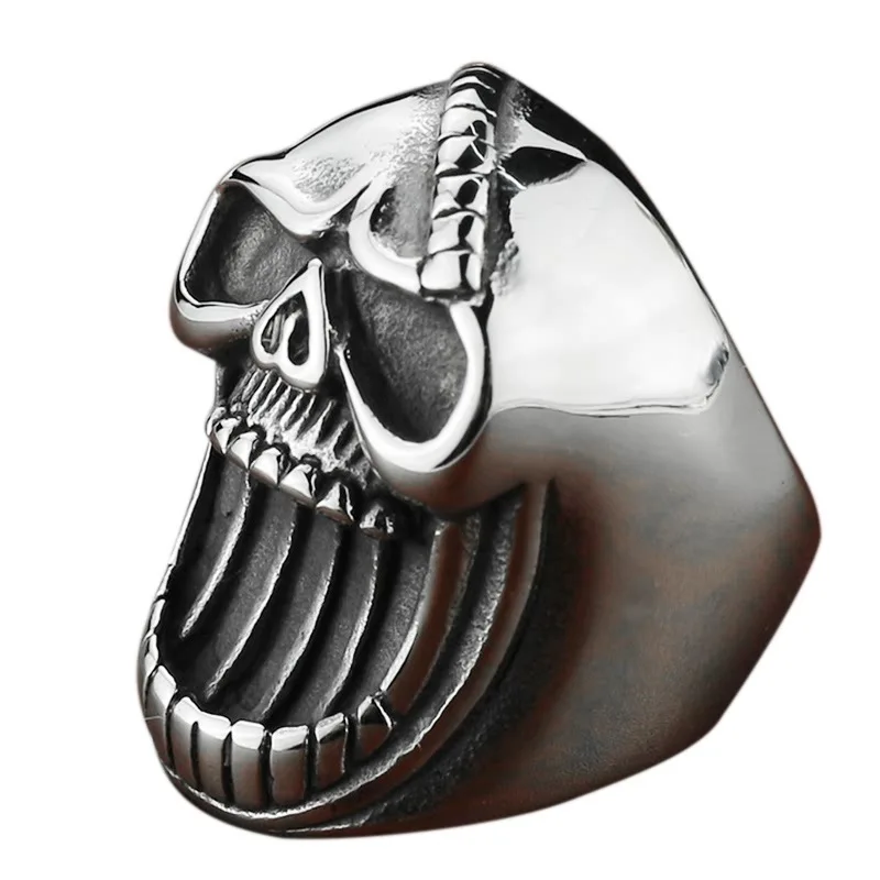 2022 New Arrival Korean Style Student Ring Domineering Single Ring Stainless Steel Skull Ring for Women Men